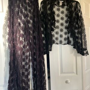 Pila Black Floral Lace Women's Top and Bottom